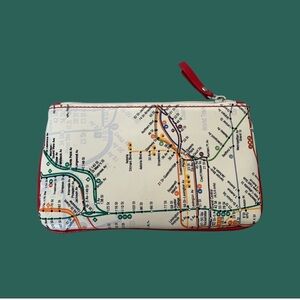 NYC Subway Map Cosmetic Bag Vintage Travel Makeup Pouch Red Trim